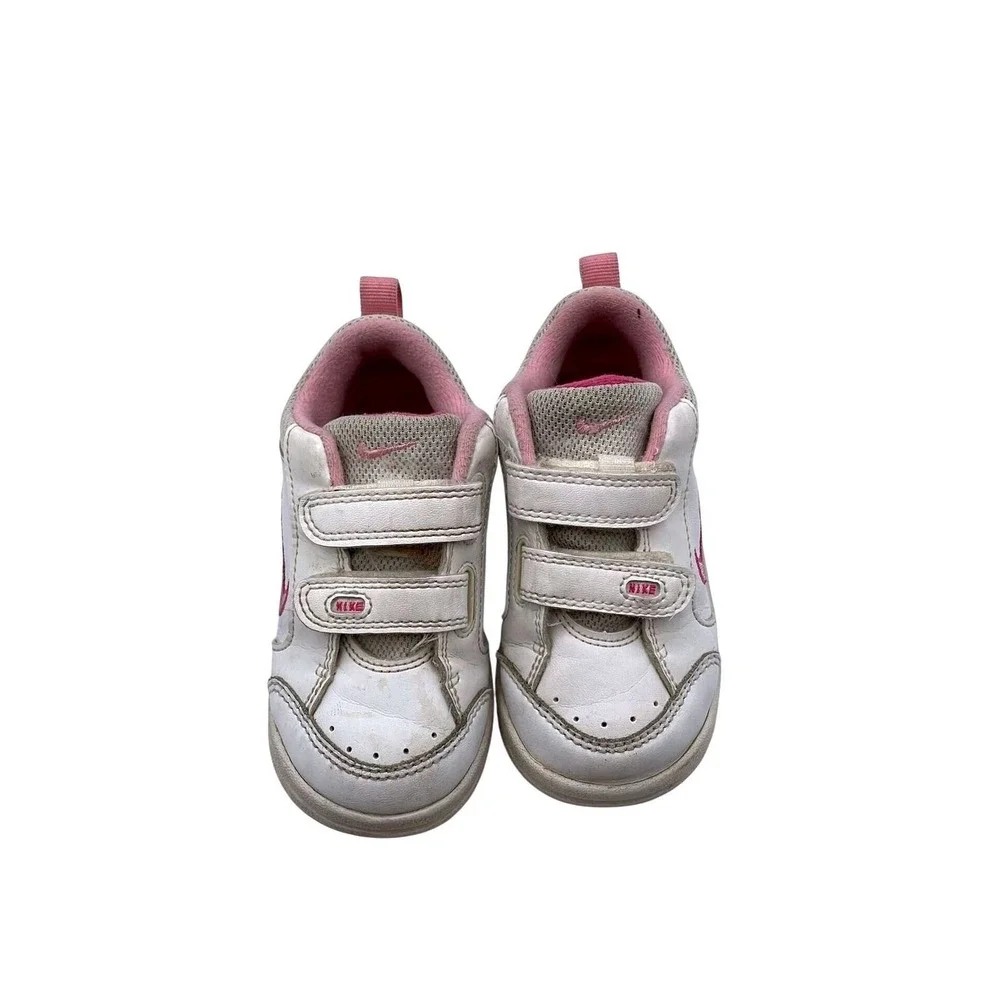 Nike Pico 3 Sneaker White Pink Hook Loop Straps Toddler 7C